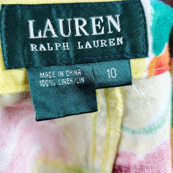 LAUREN RALPH LAUREN Floral Linen Capri Pants 10 - Picture 4 of 5